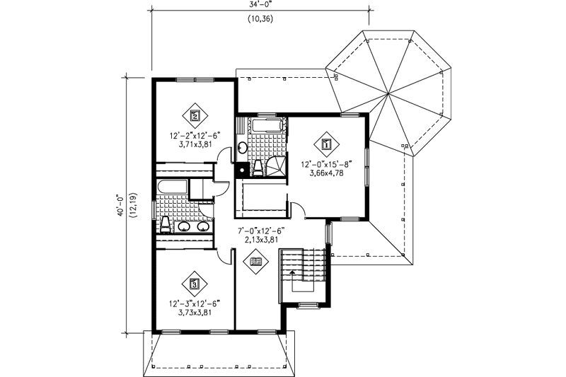 House Plan Design - Floor Plan - Upper Floor for Country House Plan #25-238 - 3 bed, 2.5 bath