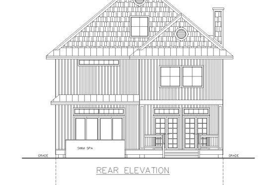 Exterior - Rear Elevation for Traditional House Plan #117-912 - 5 bed, 5 bath