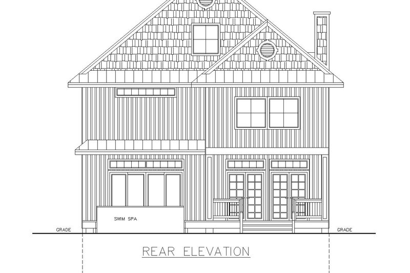 Home Plan - Exterior - Rear Elevation for Traditional House Plan #117-912 - 5 bed, 5 bath