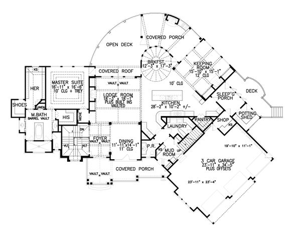 Craftsman Floor Plan - Main Floor Plan #54-391