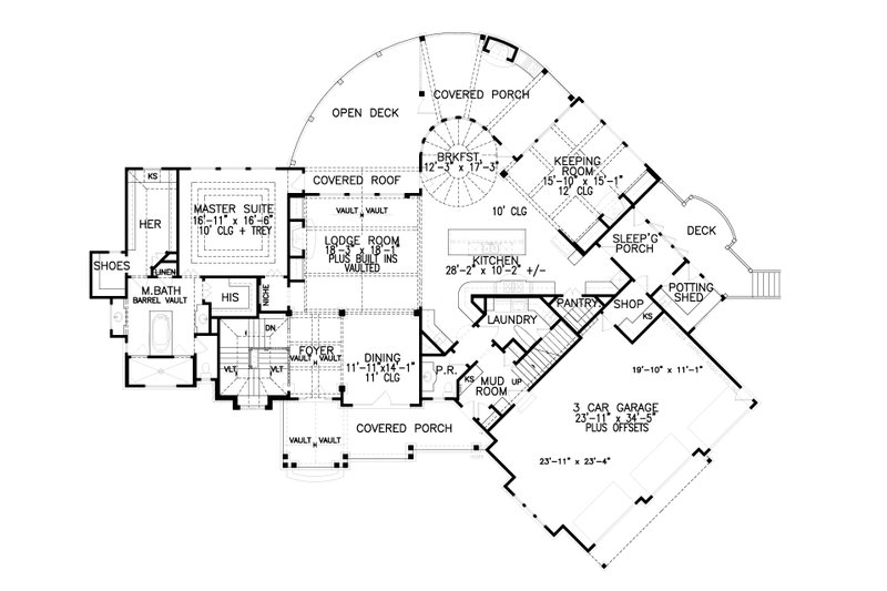 Home Plan - Floor Plan - Main Floor for Craftsman House Plan #54-391 - 3 bed, 3 bath