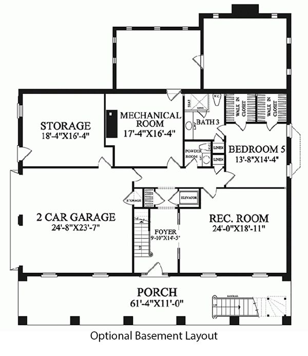 Home Plan - Colonial Floor Plan - Lower Floor Plan #137-101