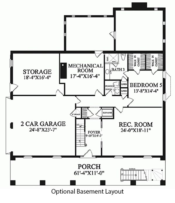 Architectural House Design - Colonial Floor Plan - Lower Floor Plan #137-101