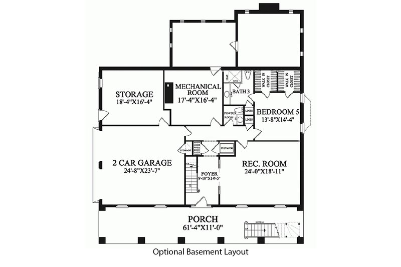 Architectural House Design - Floor Plan - Lower Floor for Colonial House Plan #137-101 - 4 bed, 4.5 bath