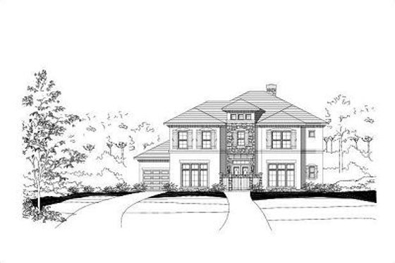 Exterior - Front Elevation for European House Plan #411-623 - 4 bed, 4.5 bath