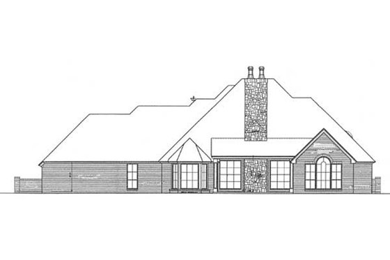 Exterior - Rear Elevation for European House Plan #310-235 - 4 bed, 3.5 bath
