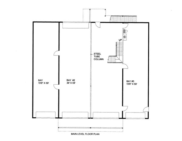 Architectural House Design - Floor Plan - Main Floor for Barndominium House Plan #117-1107, 0.5 bath