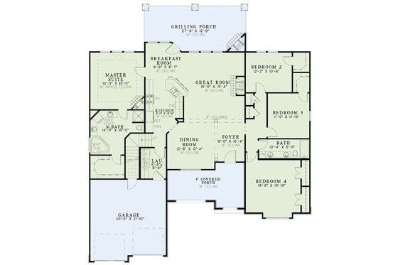 Floor Plan - Main Floor for European House Plan #17-2417 - 4 bed, 2 bath