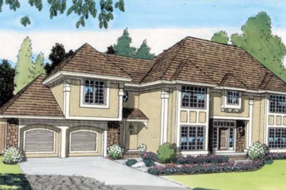Exterior - Front Elevation for European House Plan #312-125 - 5 bed, 2.5 bath