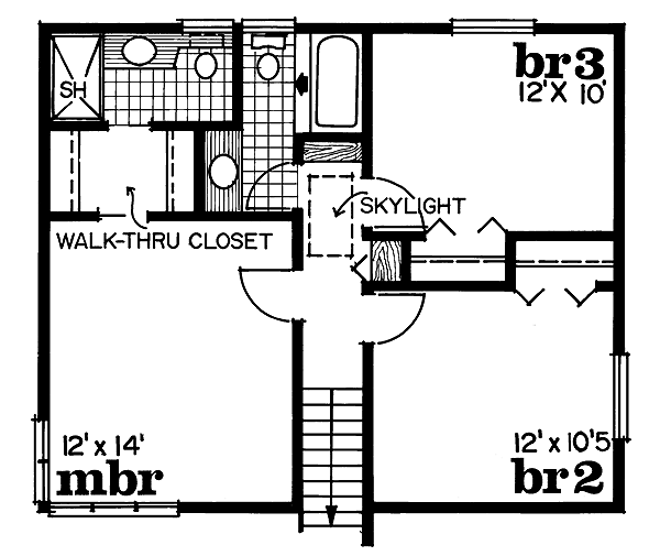Traditional Floor Plan - Upper Floor Plan #47-394