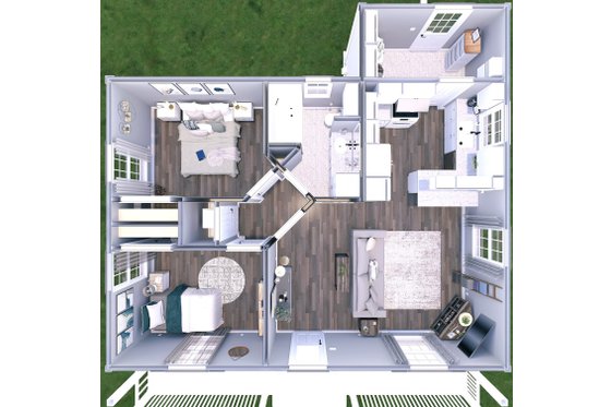 Floor Plan - Main Floor 1 for Country House Plan #44-203 - 2 bed, 1 bath