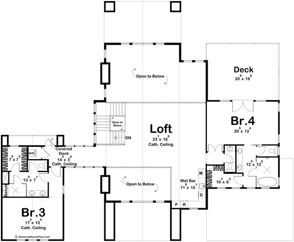 Modern Floor Plan - Upper Floor Plan #455-528