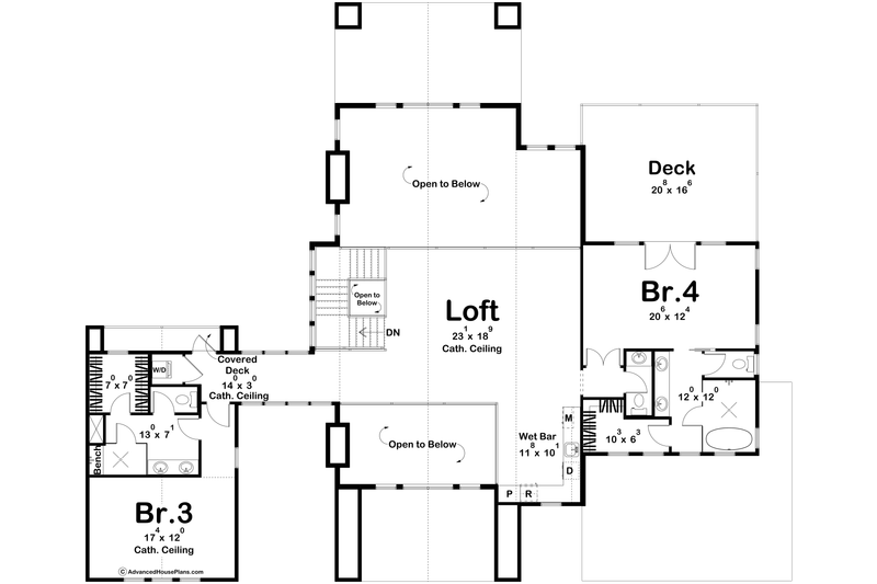 House Blueprint - Floor Plan - Upper Floor for Modern House Plan #455-528 - 4 bed, 4.5 bath