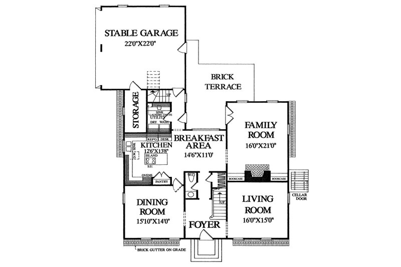 Home Plan - 3000 square foot colonial house plan with 3 bedrooms and 2 baths