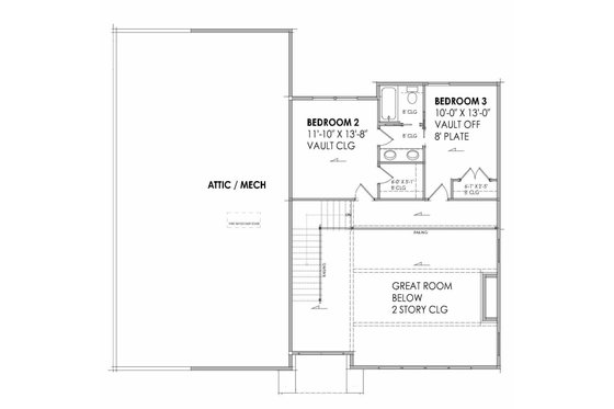 Floor Plan - Upper Floor for Modern House Plan #1096-134 - 3 bed, 2.5 bath