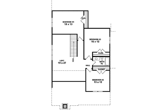 Floor Plan - Upper Floor for Bungalow House Plan #81-865 - 4 bed, 2.5 bath