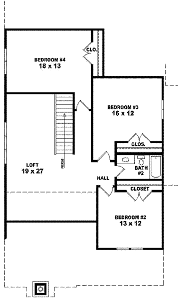 Floor Plan - Upper Floor for Bungalow House Plan #81-865 - 4 bed, 2.5 bath