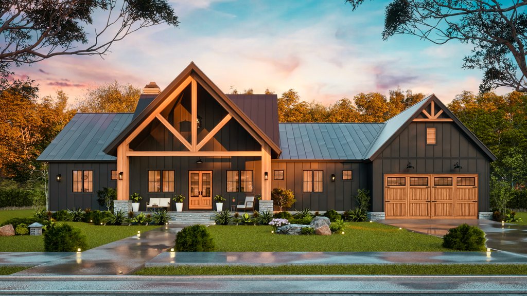 Exterior - Front Elevation 2 for Farmhouse House Plan #119-475 - 3 bed, 3.5 bath