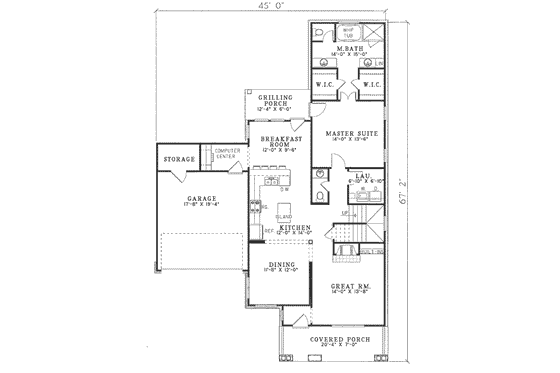 Floor Plan - Main Floor for Tudor House Plan #17-2076 - 3 bed, 2.5 bath