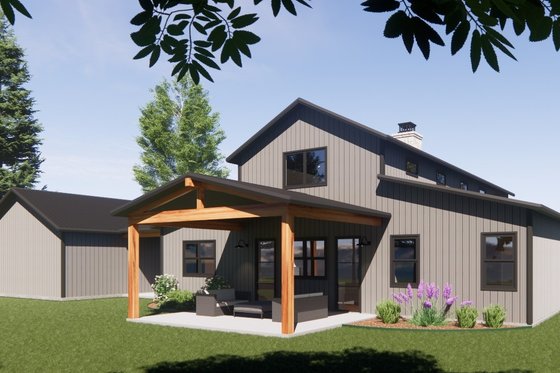 Exterior - Rear Elevation 1 for Barndominium House Plan #1096-79 - 3 bed, 2 bath