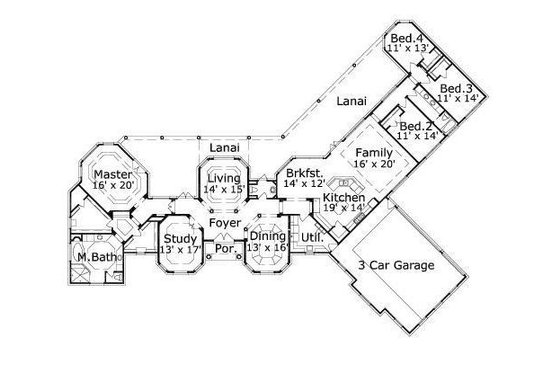 Floor Plan - Main Floor for European House Plan #411-642 - 4 bed, 2.5 bath