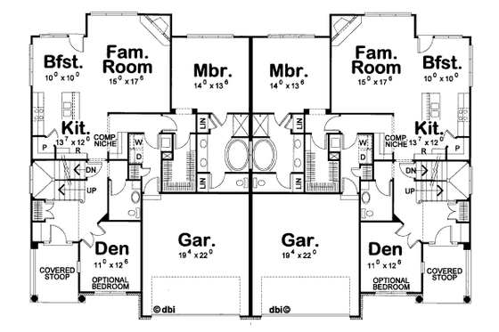 Floor Plan - Main Floor for Traditional House Plan #20-1276 - 3 bed, 3 bath
