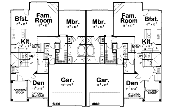 Floor Plan - Main Floor for Traditional House Plan #20-1276 - 3 bed, 3 bath