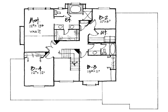 Floor Plan - Upper Floor for Country House Plan #308-221 - 4 bed, 2.5 bath