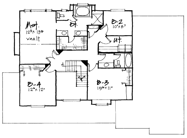 Floor Plan - Upper Floor for Country House Plan #308-221 - 4 bed, 2.5 bath