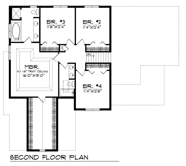 Traditional Floor Plan - Upper Floor Plan #70-410