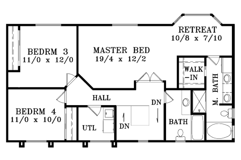 Architectural House Design - Floor Plan - Upper Floor for Adobe / Southwestern House Plan #1-1400 - 4 bed, 3 bath