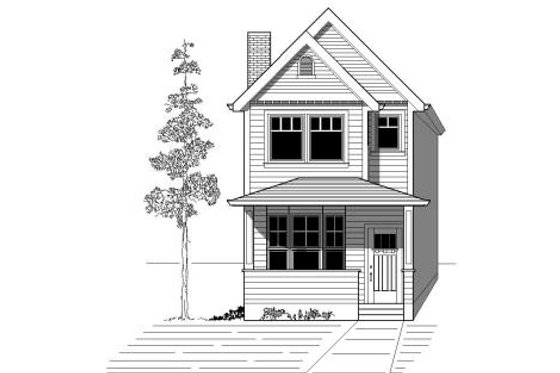 Exterior - Front Elevation for Bungalow House Plan #423-1 - 3 bed, 2.5 bath