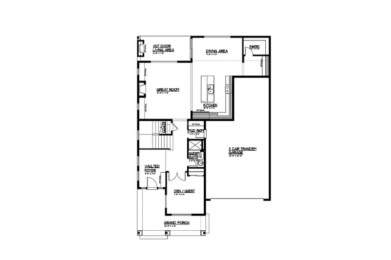Dream House Plan - Floor Plan - Main Floor for Farmhouse House Plan #569-48 - 5 bed, 3 bath