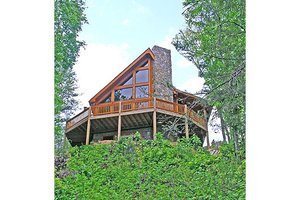 Exterior - Rear Elevation for Log House Plan #456-3 - 3 bed, 2 bath