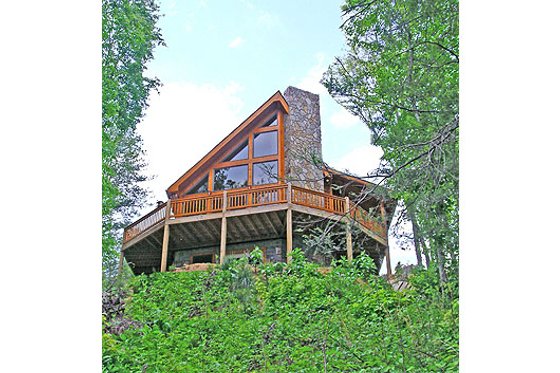 Exterior - Rear Elevation for Log House Plan #456-3 - 3 bed, 2 bath