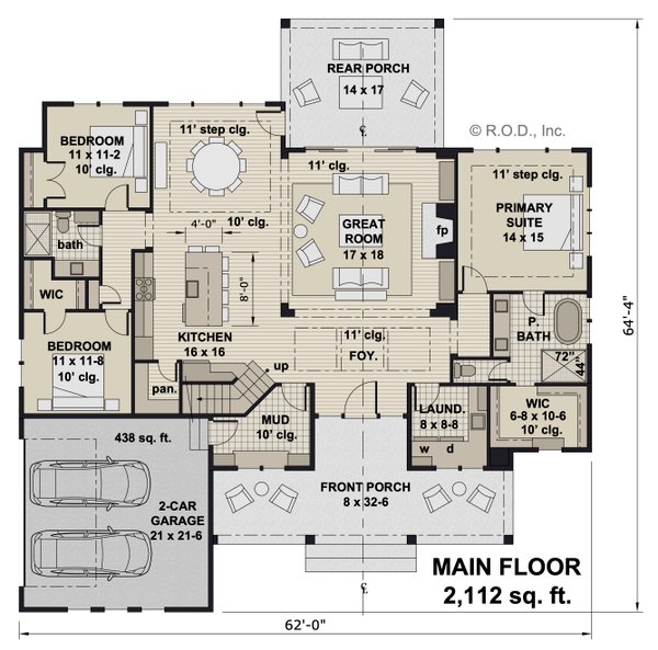 House Plan Design - Farmhouse Floor Plan - Main Floor Plan #51-1249