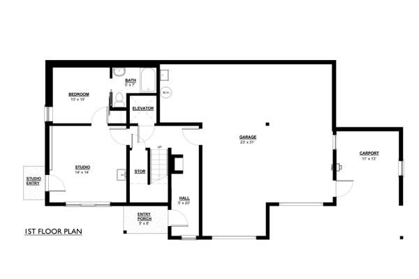 Craftsman Floor Plan - Lower Floor Plan #890-12