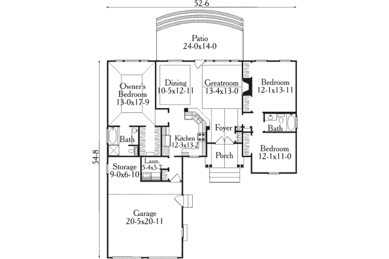 Home Plan - Floor Plan - Main Floor for Traditional House Plan #406-211 - 3 bed, 2 bath