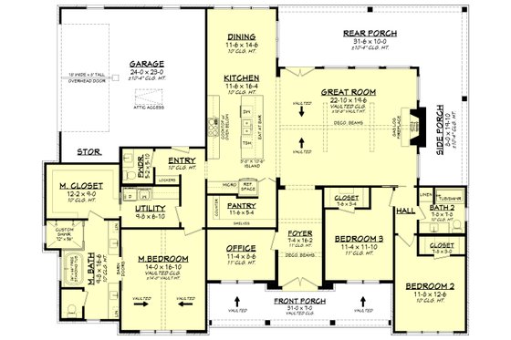 Floor Plan - Main Floor for Farmhouse House Plan #430-364 - 3 bed, 2.5 bath