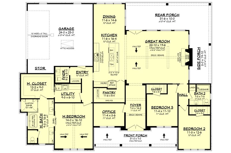 Dream House Plan - Floor Plan - Main Floor for Farmhouse House Plan #430-364 - 3 bed, 2.5 bath