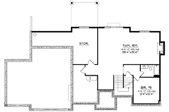 Floor Plan - Lower Floor for Traditional House Plan #70-621 - 4 bed, 2.5 bath