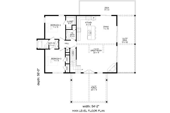 Floor Plan - Main Floor for Country House Plan #932-1445 - 3 bed, 2.5 bath