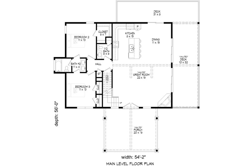 House Blueprint - Floor Plan - Main Floor for Country House Plan #932-1445 - 3 bed, 2.5 bath