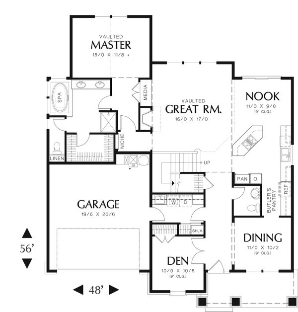 Architectural House Design - Craftsman Floor Plan - Main Floor Plan #48-553