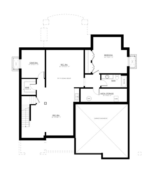 Architectural House Design - Traditional Floor Plan - Lower Floor Plan #1114-73