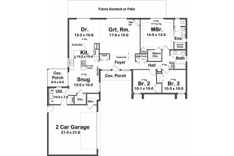 Home Plan - Floor Plan - Main Floor for Modern House Plan #126-189 - 3 bed, 2 bath