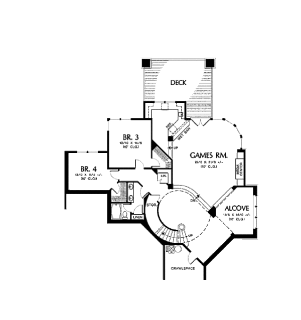 Architectural House Design - Craftsman Floor Plan - Lower Floor Plan #48-354