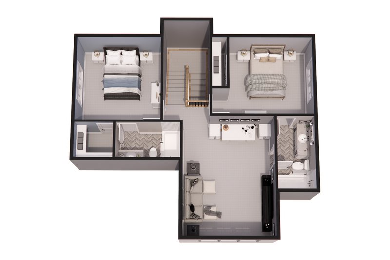 Dream House Plan - Floor Plan - Upper Floor 1 for Farmhouse House Plan #51-1251 - 3 bed, 3.5 bath