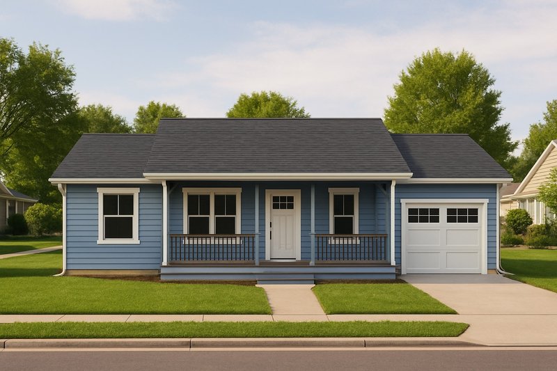 House Blueprint - Southern Exterior - Front Elevation Plan #112-281