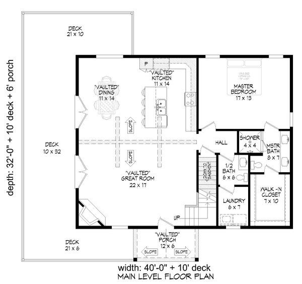 Southern Floor Plan - Main Floor Plan #932-846